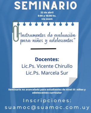 Seminario especializaci&oacute;n Ni&ntilde;os y Adolescentes.