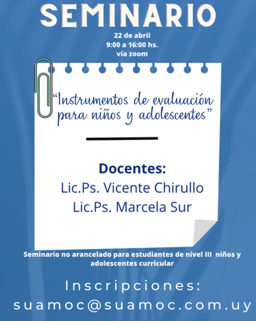 Seminario especializaci&oacute;n Ni&ntilde;os y Adolescentes.